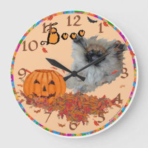 Pekingese Halloween Large Clock