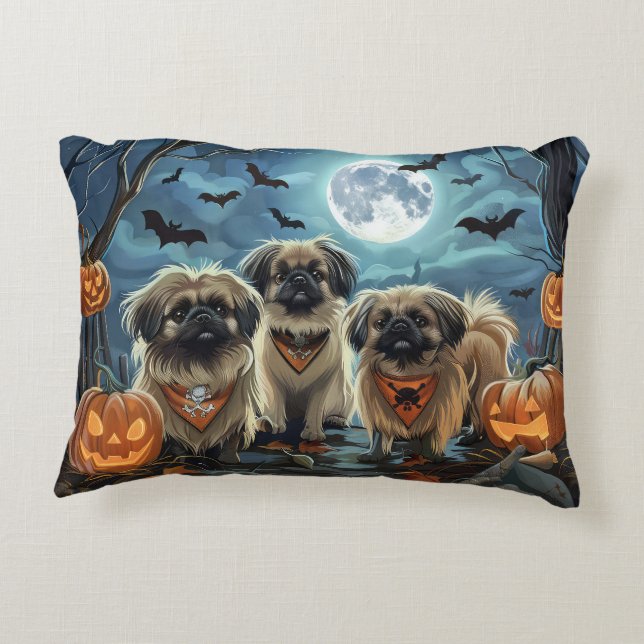 Pekingese Halloween Spooky Accent Pillow (Back)