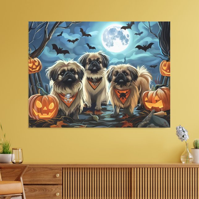 Pekingese Halloween Spooky Canvas Print (Insitu(LivingRoom))