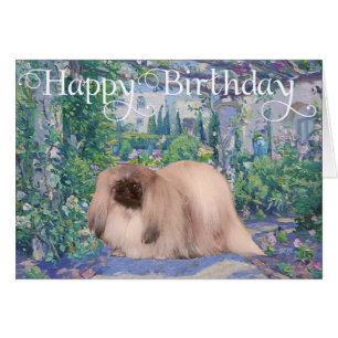 Pekingese in a Flower Garden