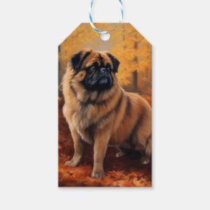 Pekingese in Autumn Leaves Fall Inspire Gift Tags