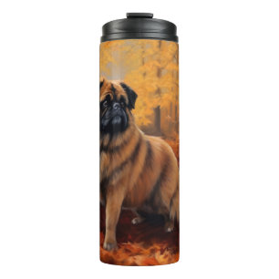 Pekingese in Autumn Leaves Fall Inspire Thermal Tumbler