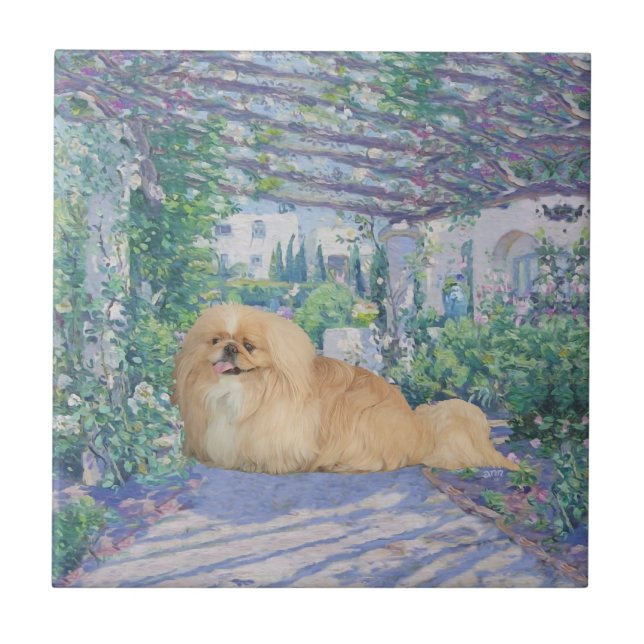 Pekingese in Lavender Tile (Front)
