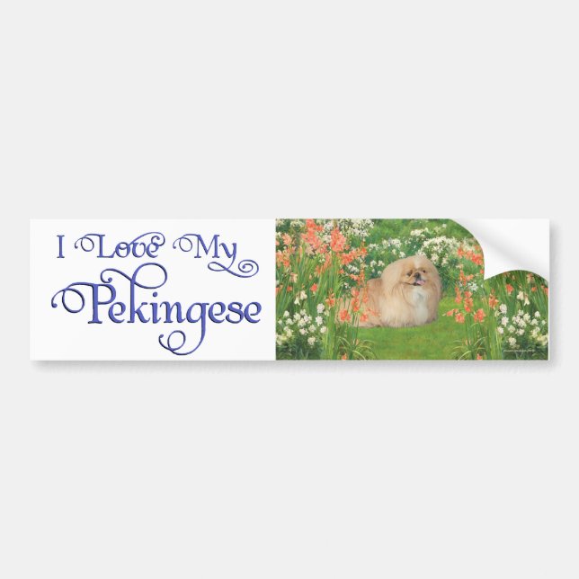 Pekingese in the Garden Bumper Sticker (Front)