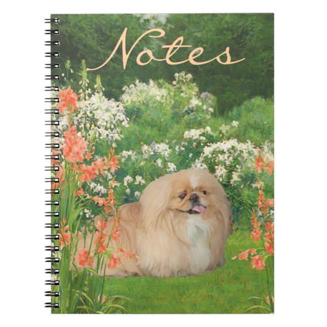 Pekingese in the Garden Notebook (Front)