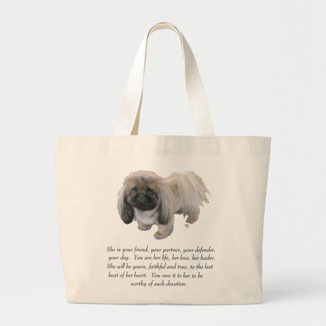Pekingese Keepsake - FEMALE Large Tote Bag (Front)