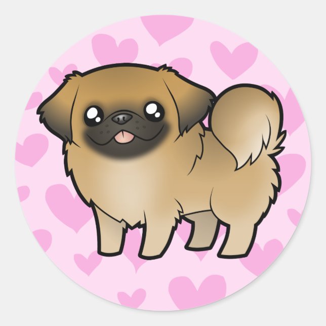 Pekingese Love (puppy cut) Classic Round Sticker (Front)