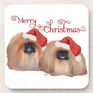 Pekingese Merry Christmas Coaster