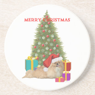 Pekingese Merry Christmas Coaster