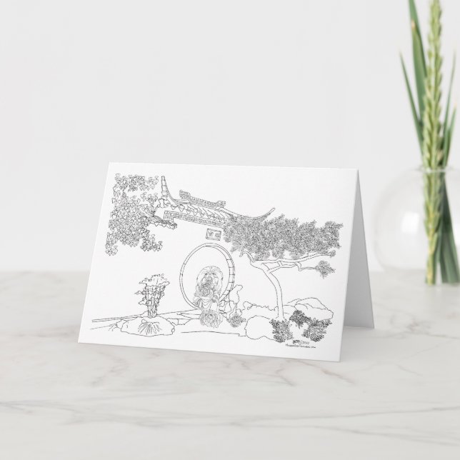 Pekingese Moon Gate Card (Front)