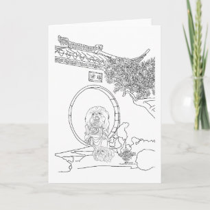 Pekingese Moon Gate Card