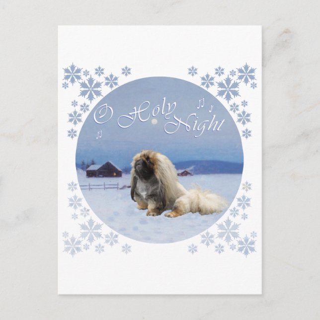 Pekingese O Holy Night Holiday Postcard (Front)