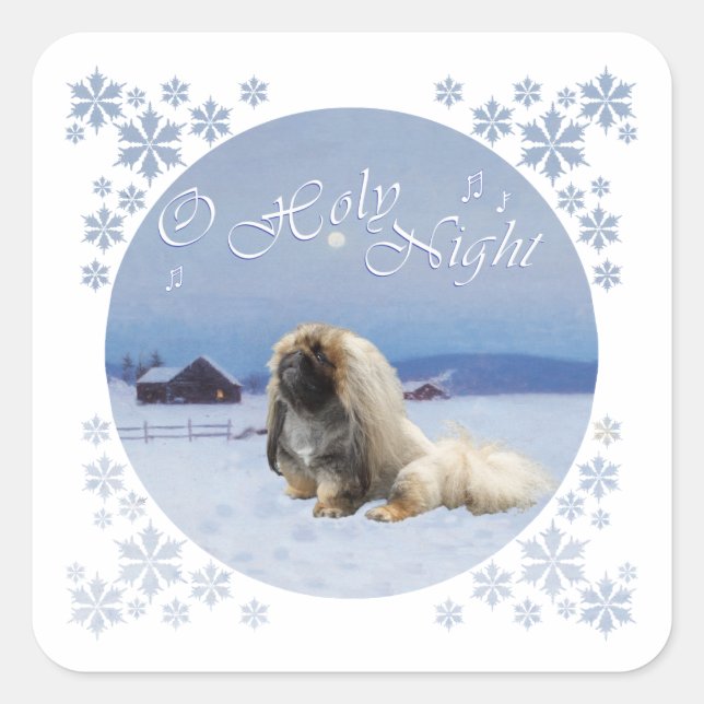 Pekingese O Holy Night Square Sticker (Front)