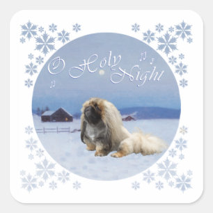 Pekingese O Holy Night Square Sticker