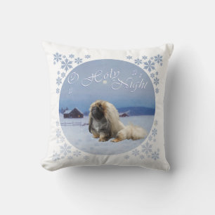 Pekingese O Holy Night Throw Pillow