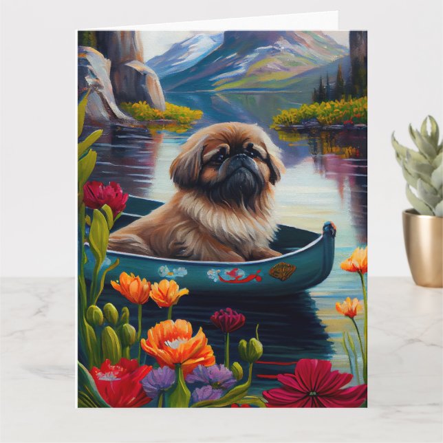 Pekingese on a Paddle: A Scenic Adventure Card (Small Plant)
