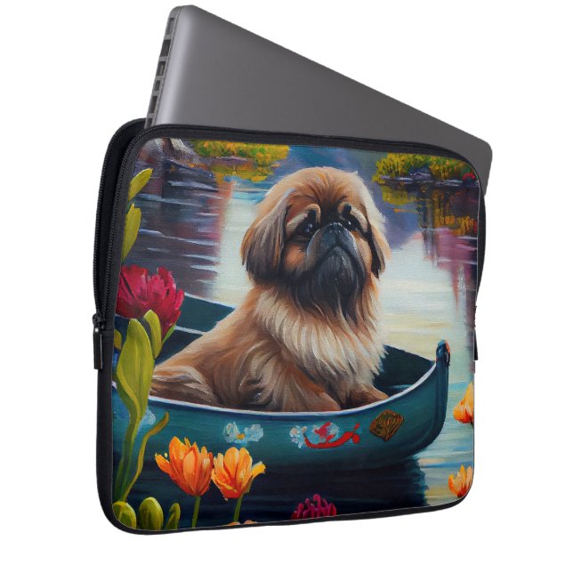 Pekingese on a Paddle: A Scenic Adventure Laptop Sleeve (Front Right)