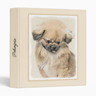 Pekingese Painting - Cute Original Dog Art 3 Ring  Binder