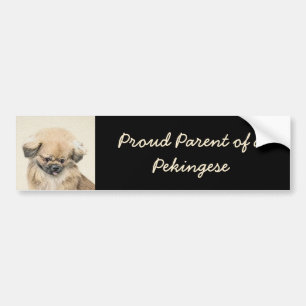 Pekingese Painting - Cute Original Dog Art Bumper Sticker