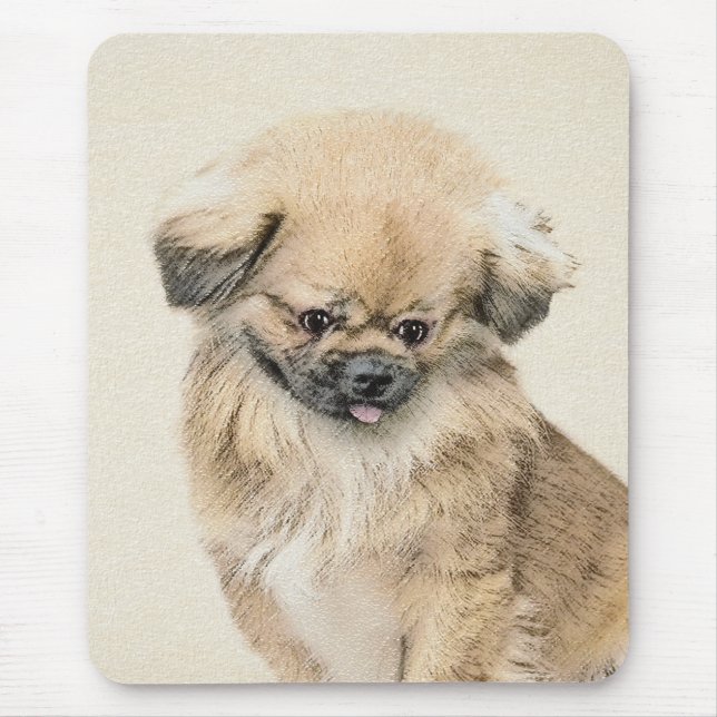 Pekingese Painting - Cute Original Dog Art Mouse Pad (Front)