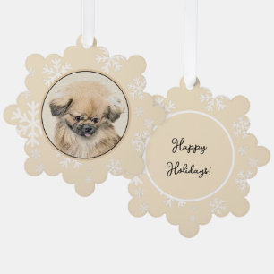 Pekingese Painting - Cute Original Dog Art Ornament Card