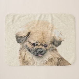 Pekingese Painting - Cute Original Dog Art Sherpa Blanket