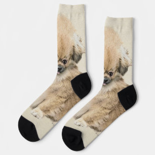 Pekingese Painting - Cute Original Dog Art Socks
