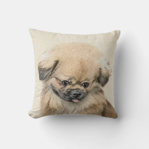 Pekingese Painting - Cute Original Dog Art Throw Pillow