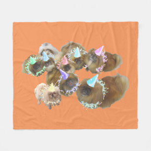 Pekingese Party Fleece Blanket