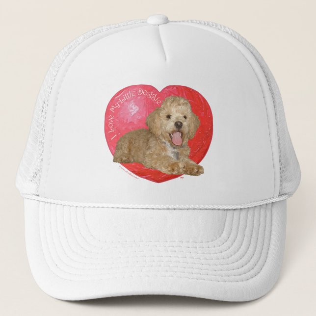 Pekingese / Poodle Mix Valentine's Day Trucker Hat (Front)