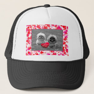 Pekingese Puppies wishing Happy Valentine's Day Trucker Hat
