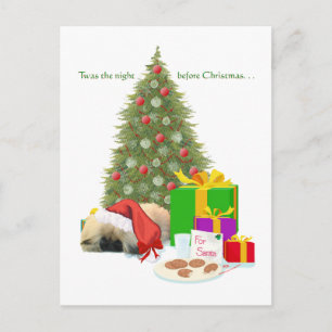 Pekingese Puppy 1st Christmas Holiday Postcard