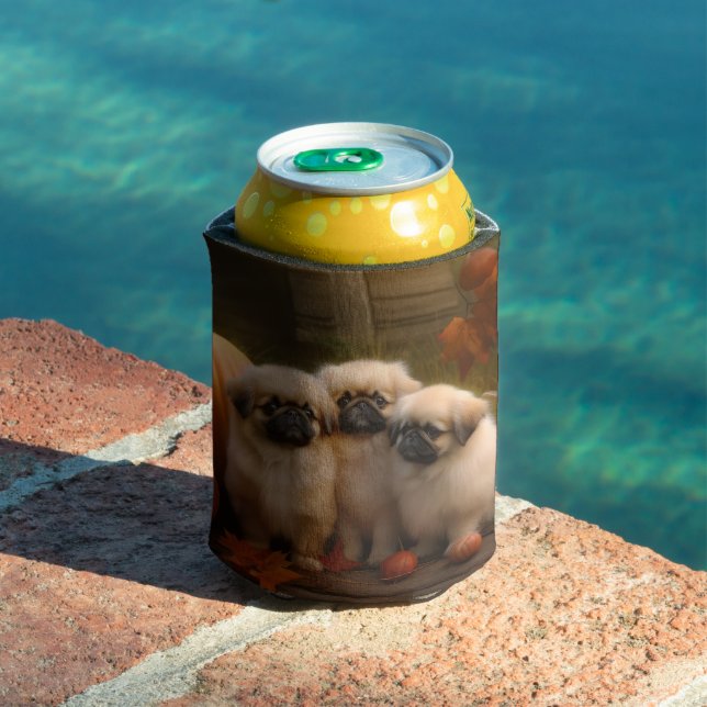 Pekingese Puppy Autumn Delight Pumpkin  Can Cooler (In Situ Pool)