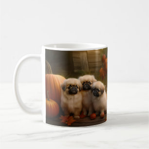 Pekingese Puppy Autumn Delight Pumpkin Coffee Mug
