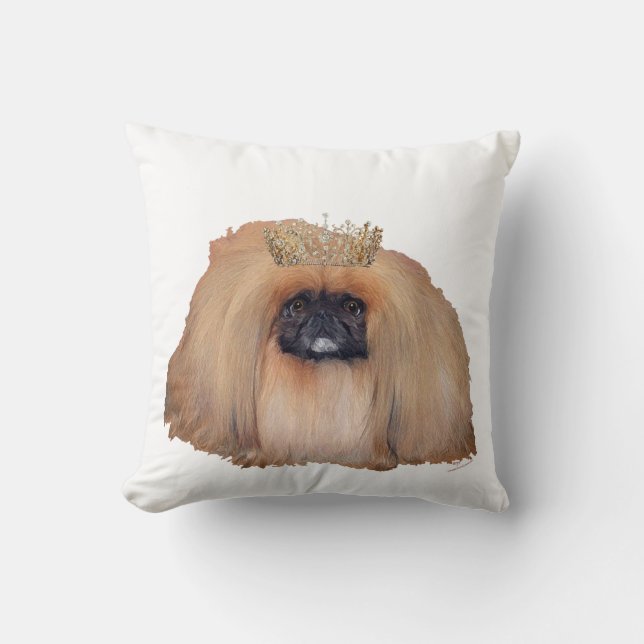 Pekingese Queen (Customize if you Wish!) Throw Pillow (Front)