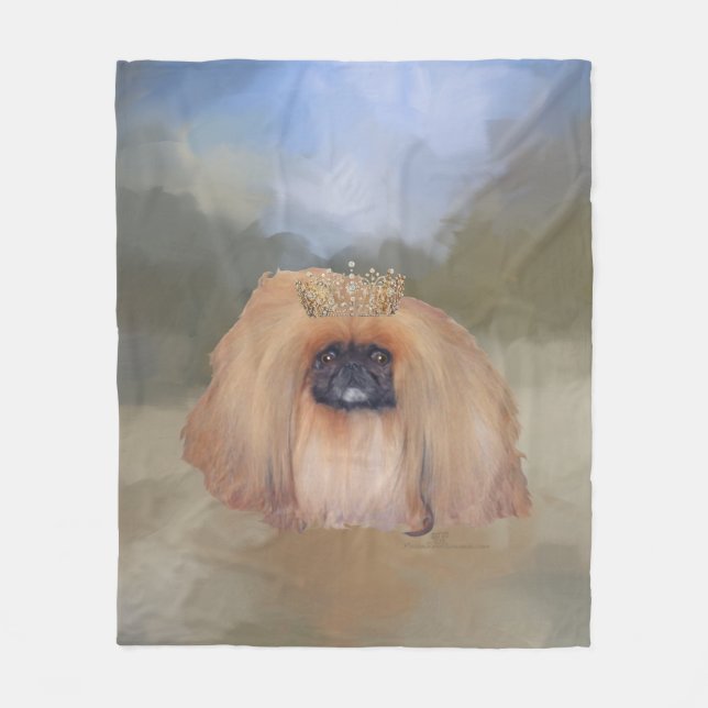Pekingese Royalty Fleece Blanket (Front)