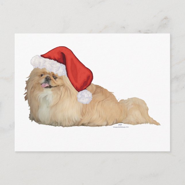 Pekingese Santa Claus Holiday Postcard (Front)