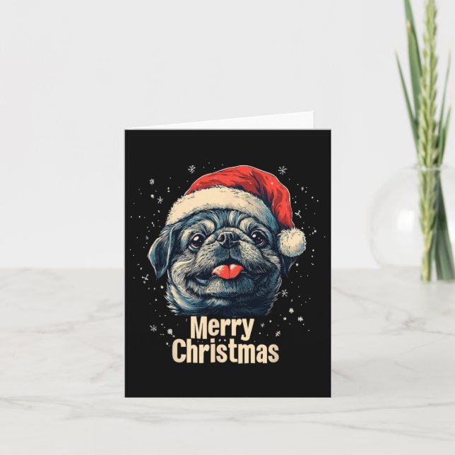 Pekingese Santa Hat Merry Christmas Xmas Dog Lover Card (Front)