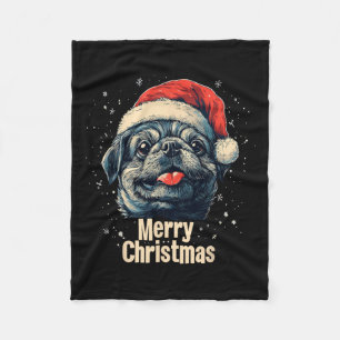 Pekingese Santa Hat Merry Christmas Xmas Dog Lover Fleece Blanket