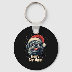 Pekingese Santa Hat Merry Christmas Xmas Dog Lover Keychain