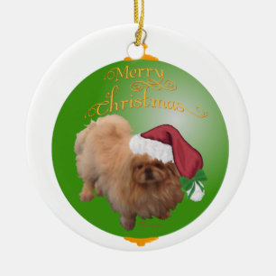 Pekingese Santa Ornament