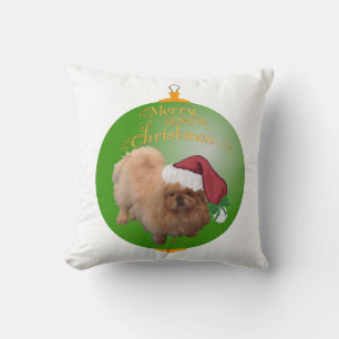 Pekingese Santa Ornament Throw Pillow