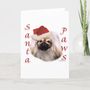 Pekingese Santa Paws Holiday Card