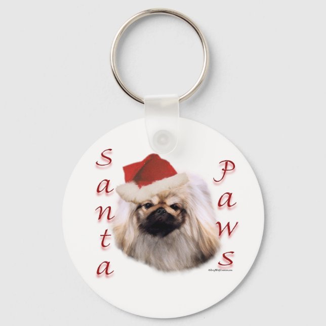 Pekingese Santa Paws Keychain (Front)