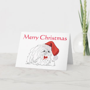 Pekingese Santa Sketch Holiday Card