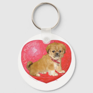 Pekingese / Shih Tzu Mix Valentine's Day Keychain
