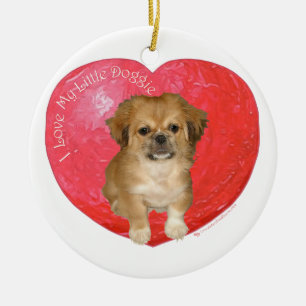 Pekingese / Shih Tzu Valentine's Day Ceramic Ornament