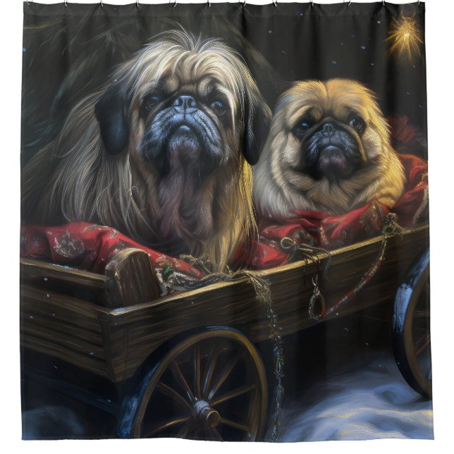 Pekingese Snowy Sleigh Christmas Decor  (Front)