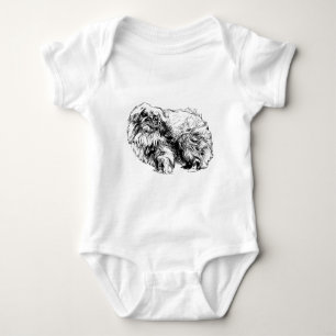 Pekingese Toy Dog Illustration Baby Bodysuit