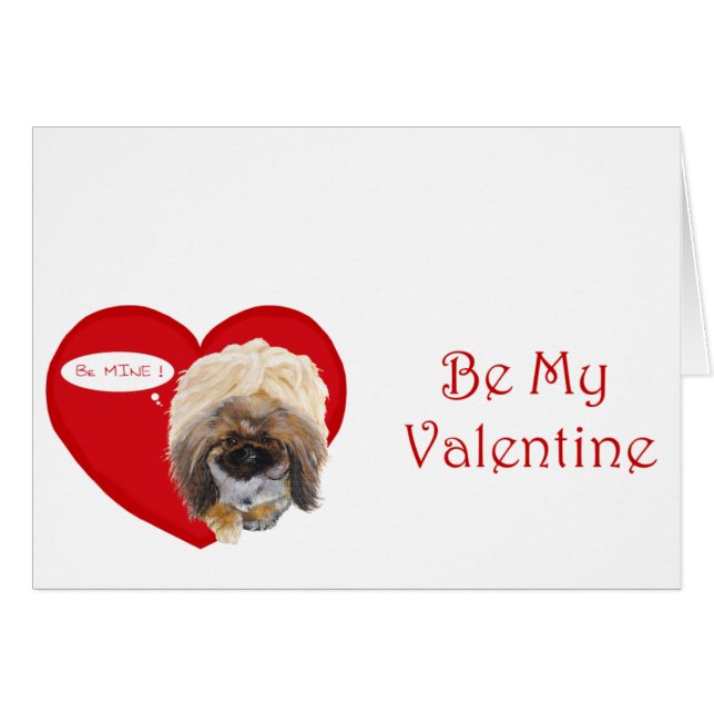 Pekingese Valentine Greeting Card (Front Horizontal)